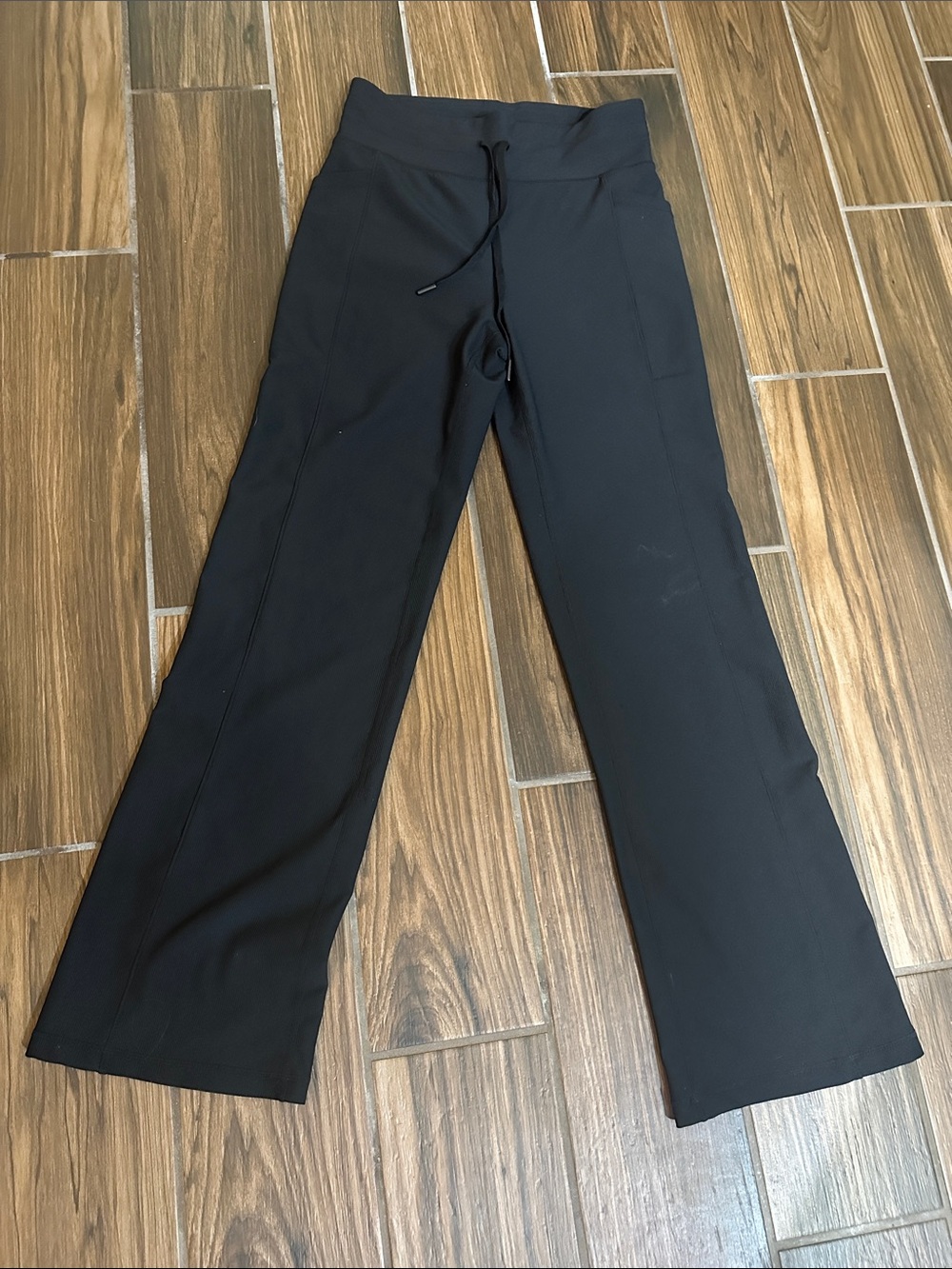 Black Wide-Leg Drawstring Waist Pants for Women